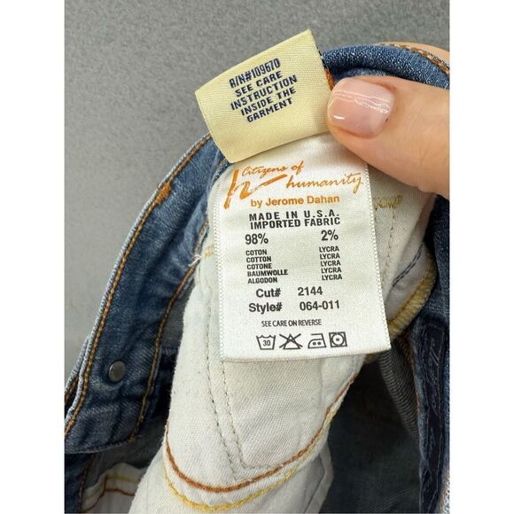 Y2K Citizens of Humanity Women Blue V-Front Stretch Low Waist Boot Cut Jeans Siz - Picture 9 of 11
